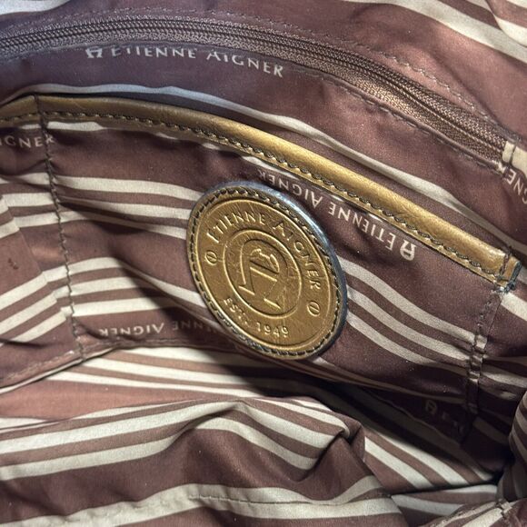 Vintage Etienne Aigner Tuscon Patchwork‎ Canvas Shoulder Bag Tote Purse Boho - Picture 11 of 16